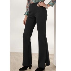 Soft Surroundings Perfect Ponte Flare Full Length Pants Black Plus Size 1X S2